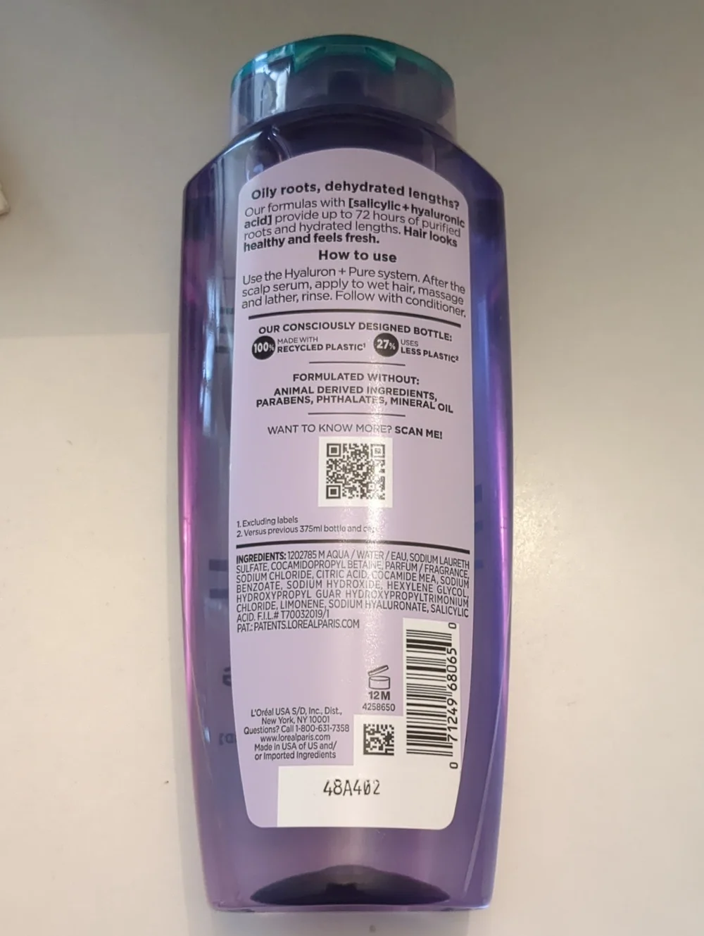 L'Oréal Elvive Hyaluron Pure Purifying Shampoo - Purple/Turquoise - NWT